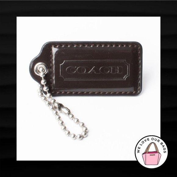 2.5" Large COACH BROWN PATENT LEATHER KEY FOB - Picture 1 of 1